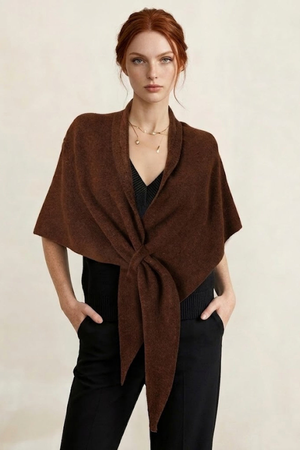 Soft Knit Evening Wrap with Front Tie