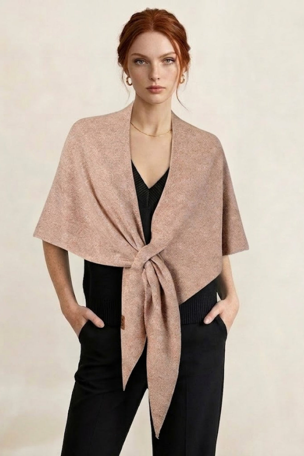 Soft Knit Evening Wrap with Front Tie