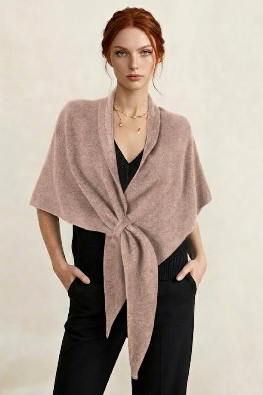 Soft Knit Evening Wrap with Front Tie