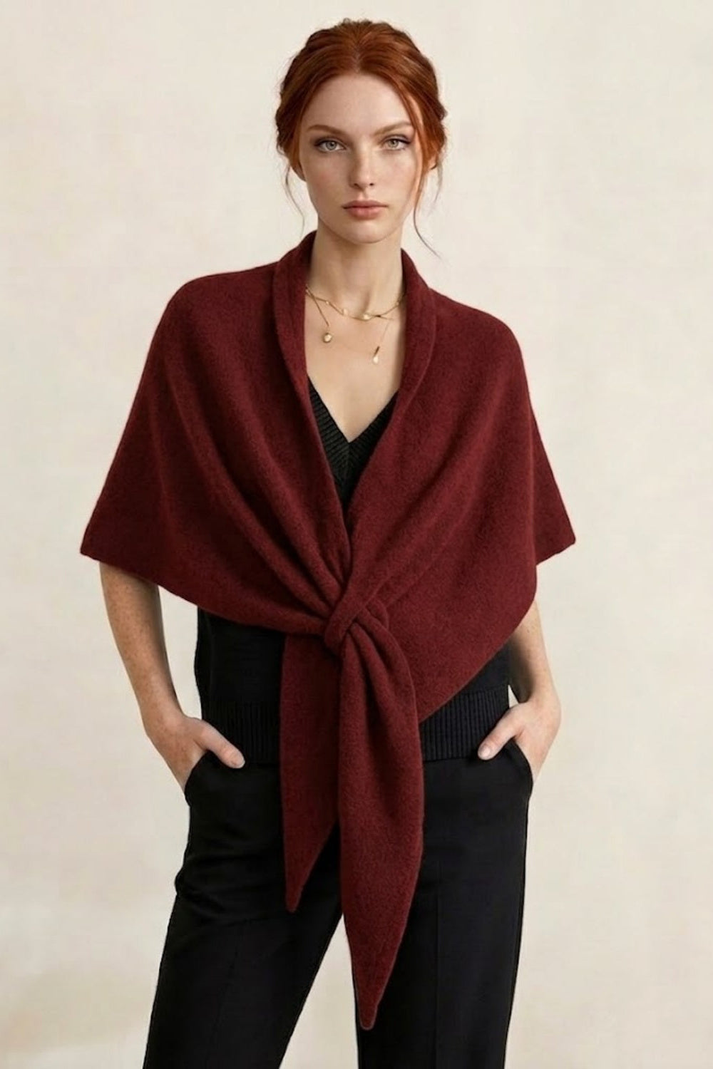 Soft Knit Evening Wrap with Front Tie