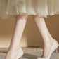 Beige Lace Pointed Toe Back Buckle Stiletto Pumps