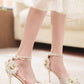 Silver Jacquard Pointed Heels Pearl Flower Detail