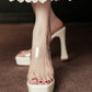 White Platform Heels Clear Double Strap Mules
