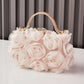 Tulle Rose Clutch Purse Handbag with Rhinestone Handle