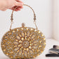 Sparkly Rhinestone Clutch Purse Handbag with Crystal Floral Clasp