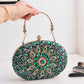 Sparkly Rhinestone Clutch Purse Handbag with Crystal Floral Clasp