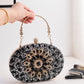 Sparkly Rhinestone Clutch Purse Handbag with Crystal Floral Clasp