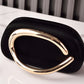 Sleek Structured Clutch Purse Handbag with Gold Sculptural Clasp