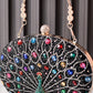 Rhinestone Peacock Clutch Purse Handbag with Crystal Clasp