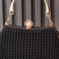 Pearl Beaded Clutch Purse Handbag with Pearl Clasp