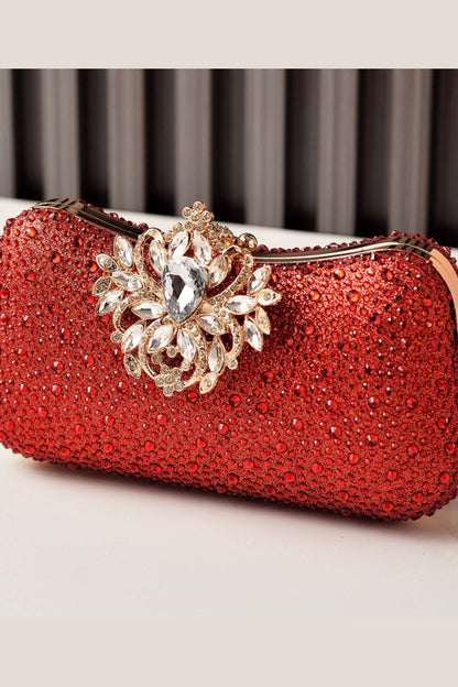 Sparkly Rhinestone Clutch Purse Handbag with Oversized Jewel Clasp