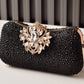 Sparkly Rhinestone Clutch Purse Handbag with Oversized Jewel Clasp