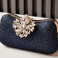 Sparkly Rhinestone Clutch Purse Handbag with Oversized Jewel Clasp