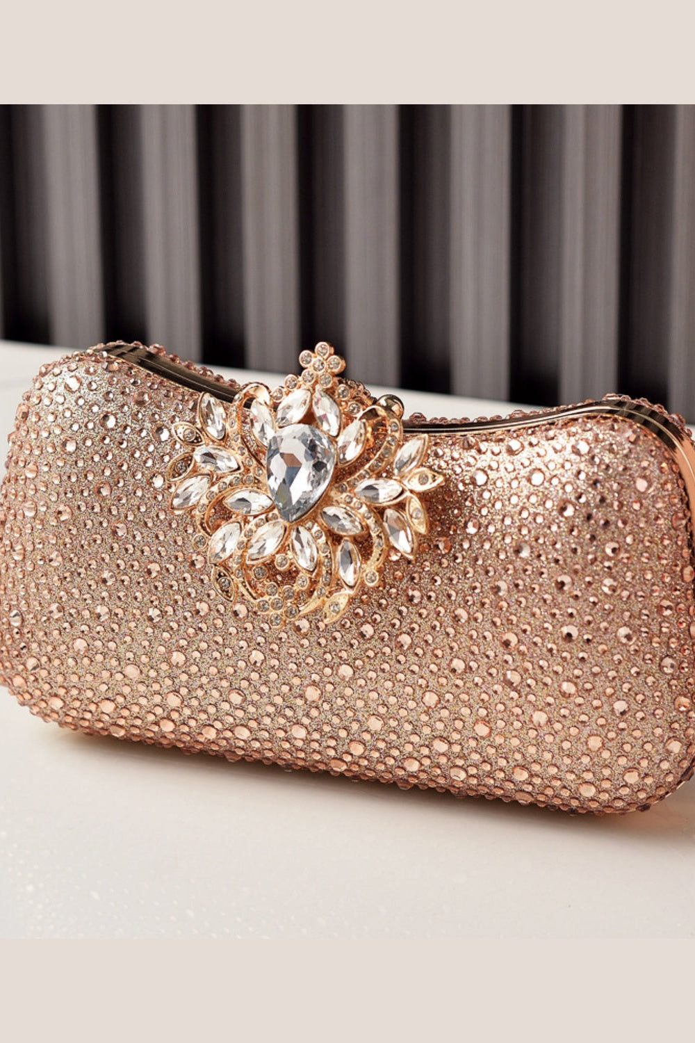 Sparkly Rhinestone Clutch Purse Handbag with Oversized Jewel Clasp