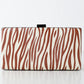 Zebra Print Faux Leather Clutch Purse Handbag with Metal Clasp