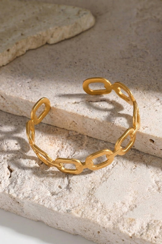 Gold Chain Link Open Cuff Bracelet