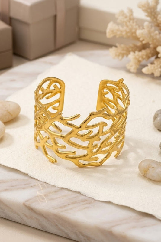 Gold Branch Cutout Cuff Bracelet