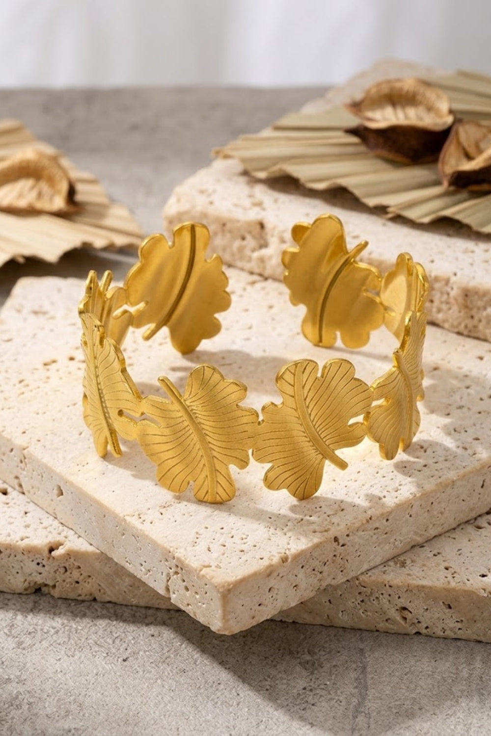 Gold Leaf Open Cuff Bracelet