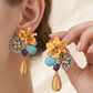 Bohemian Mixed Media Floral Drop Earrings