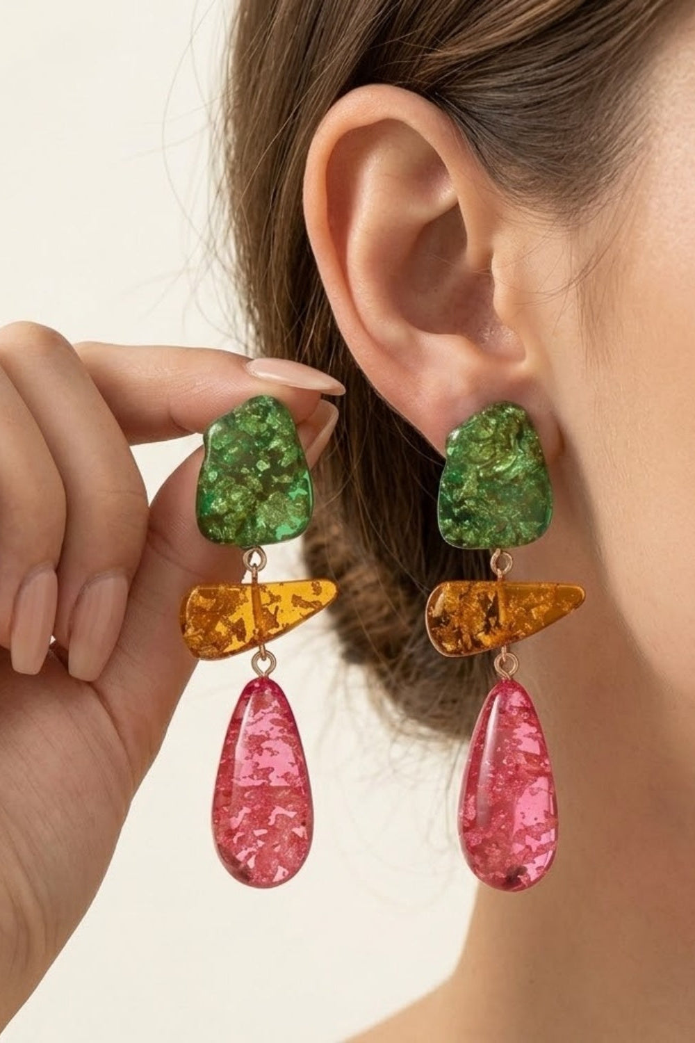 Bold Geometric Glitter Dangle Earrings