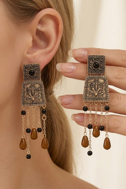 Vintage Embossed Chandelier Prom Earrings