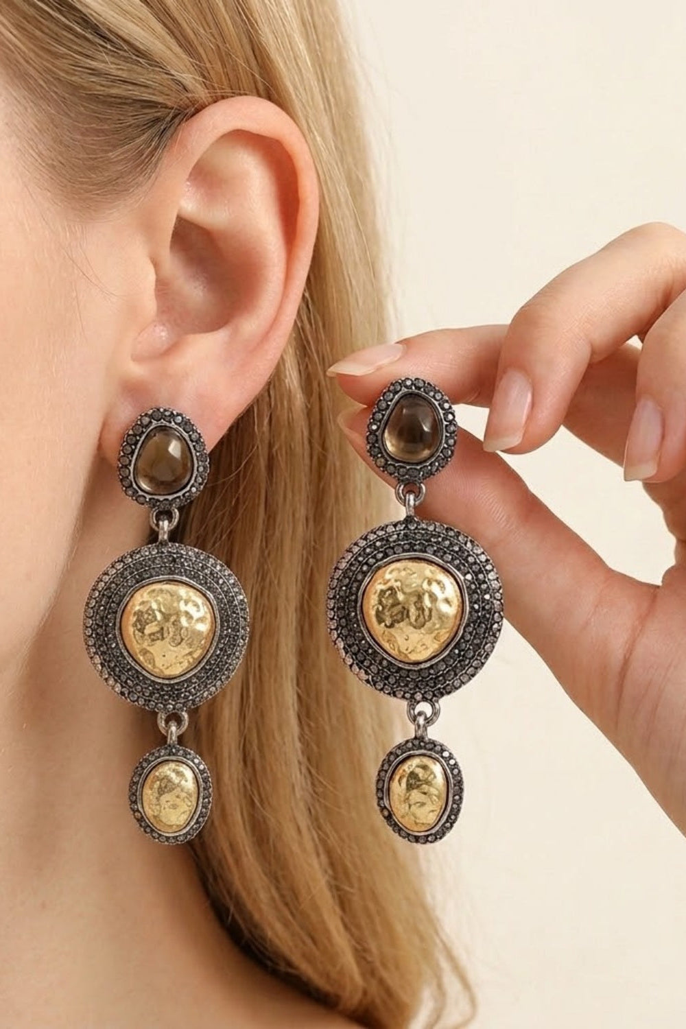 Vintage Champagne Crystal Prom Earrings