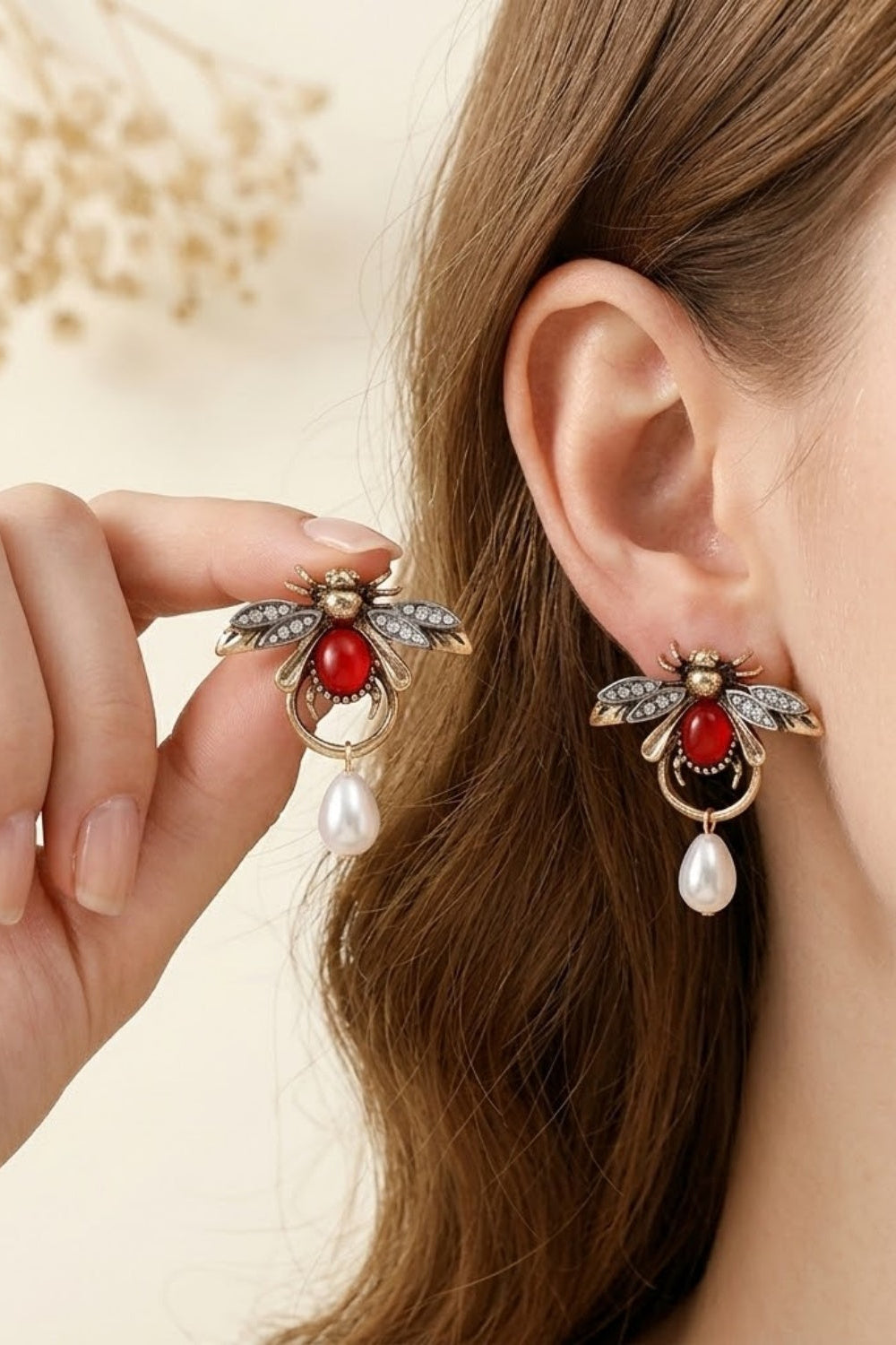 Vintage Bee Pearl Prom Earrings