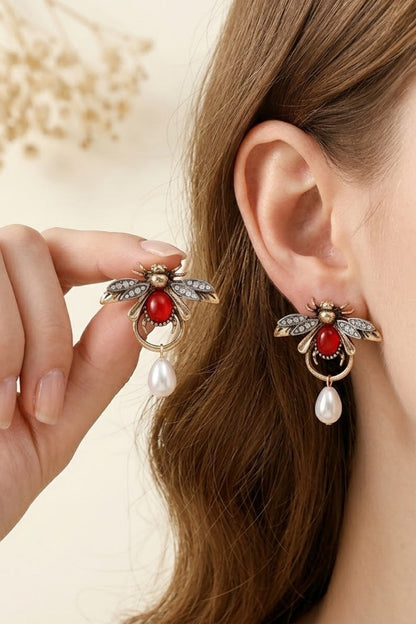 Vintage Bee Pearl Prom Earrings