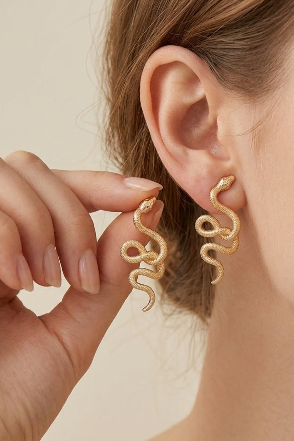 Textured Gold Snake Prom Earrings