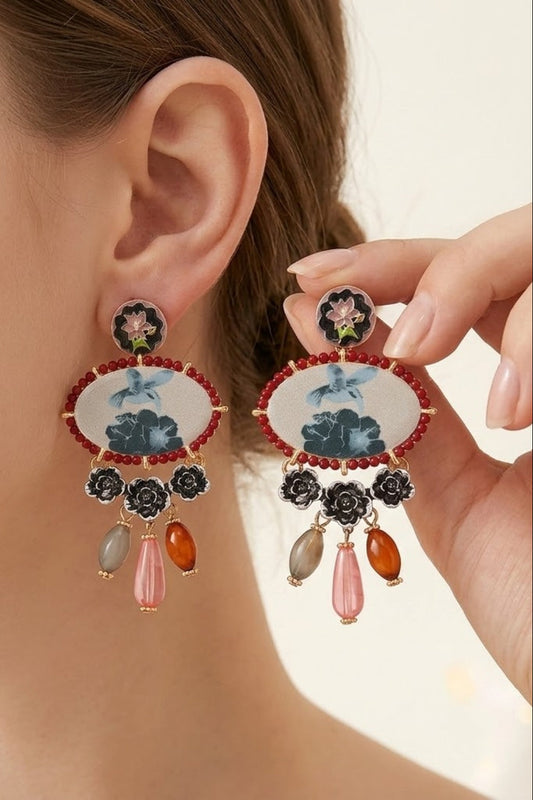 Bohemian Enamel Bird Prom Earrings