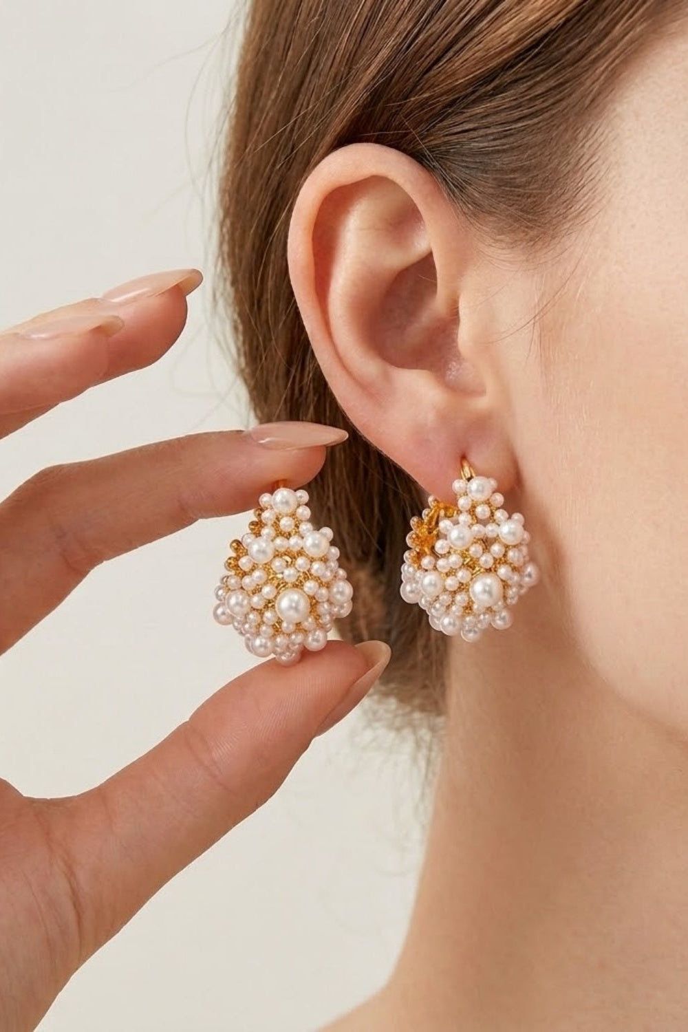 Pearl Cluster Hoop Prom Earrings