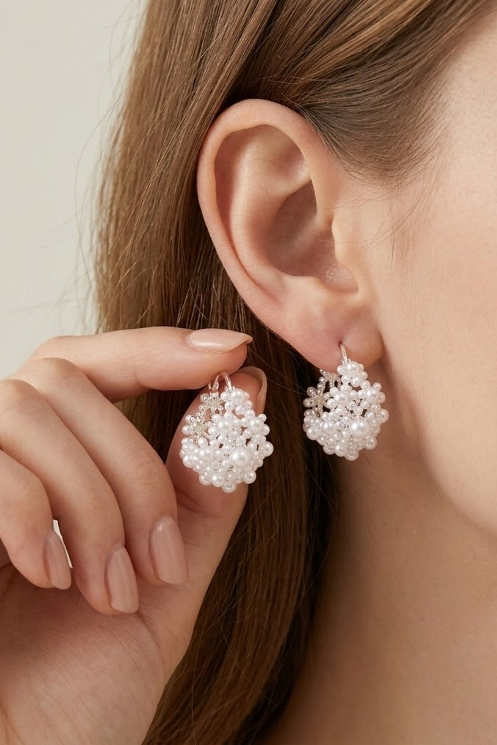Pearl Cluster Hoop Prom Earrings