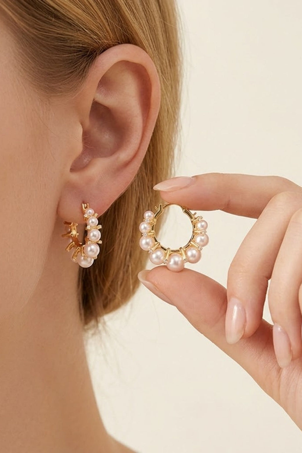 Plated Pearl Hoop Earrings
