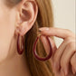Burgundy Enamel Hoop Earrings