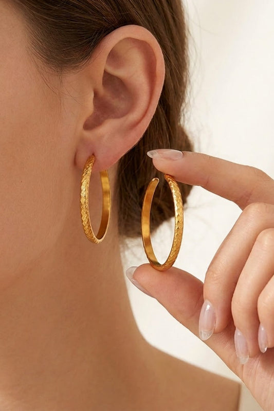 Engraved Gold Hoop Earrings