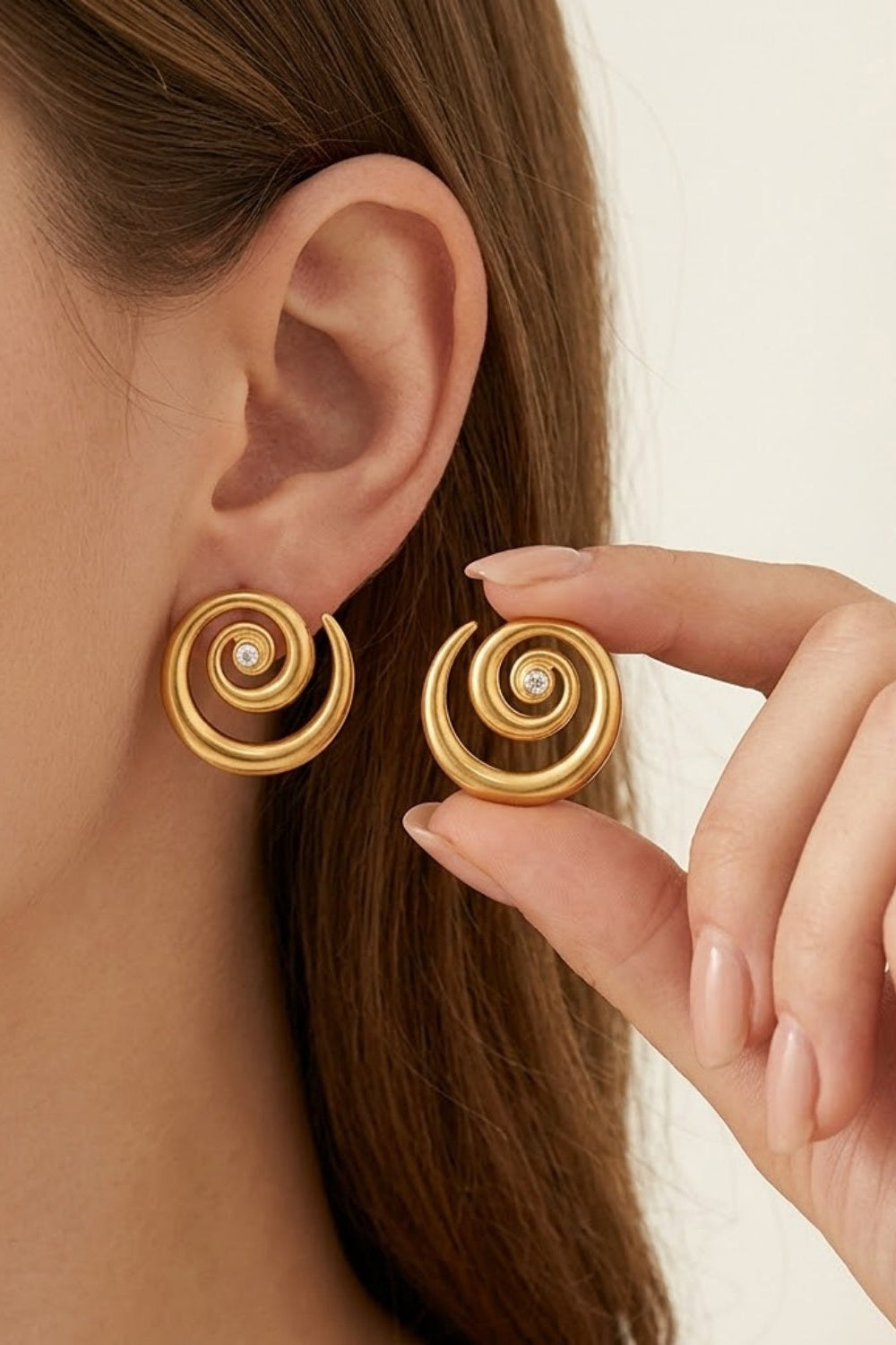 Matte Gold Spiral Stud Earrings