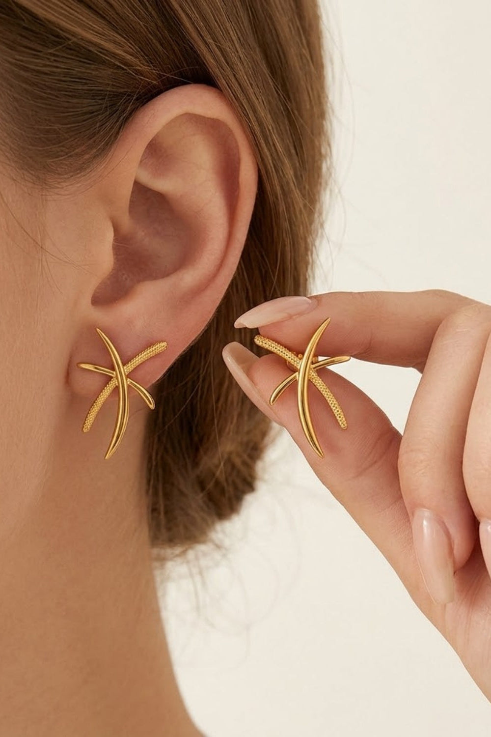 Abstract Gold Starfish Earrings