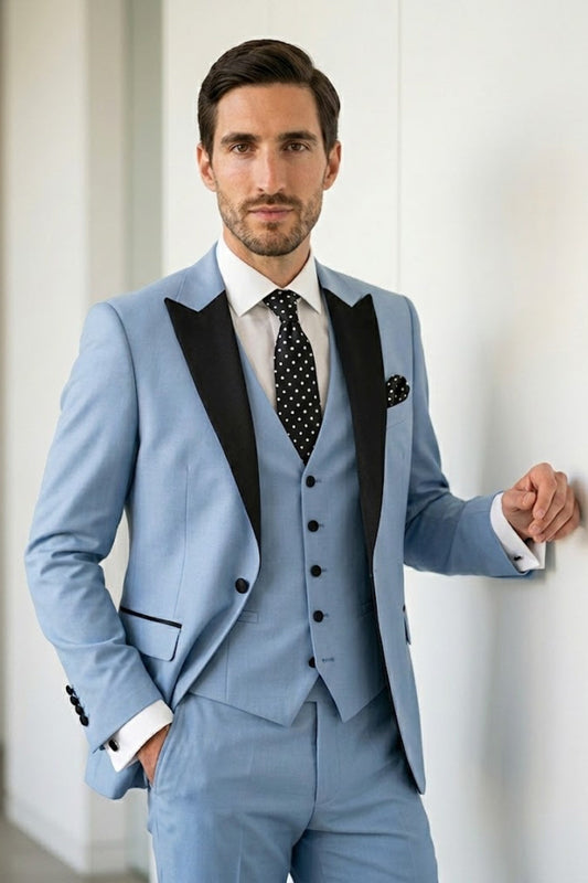 Light Blue Slim Fit Prom Suit