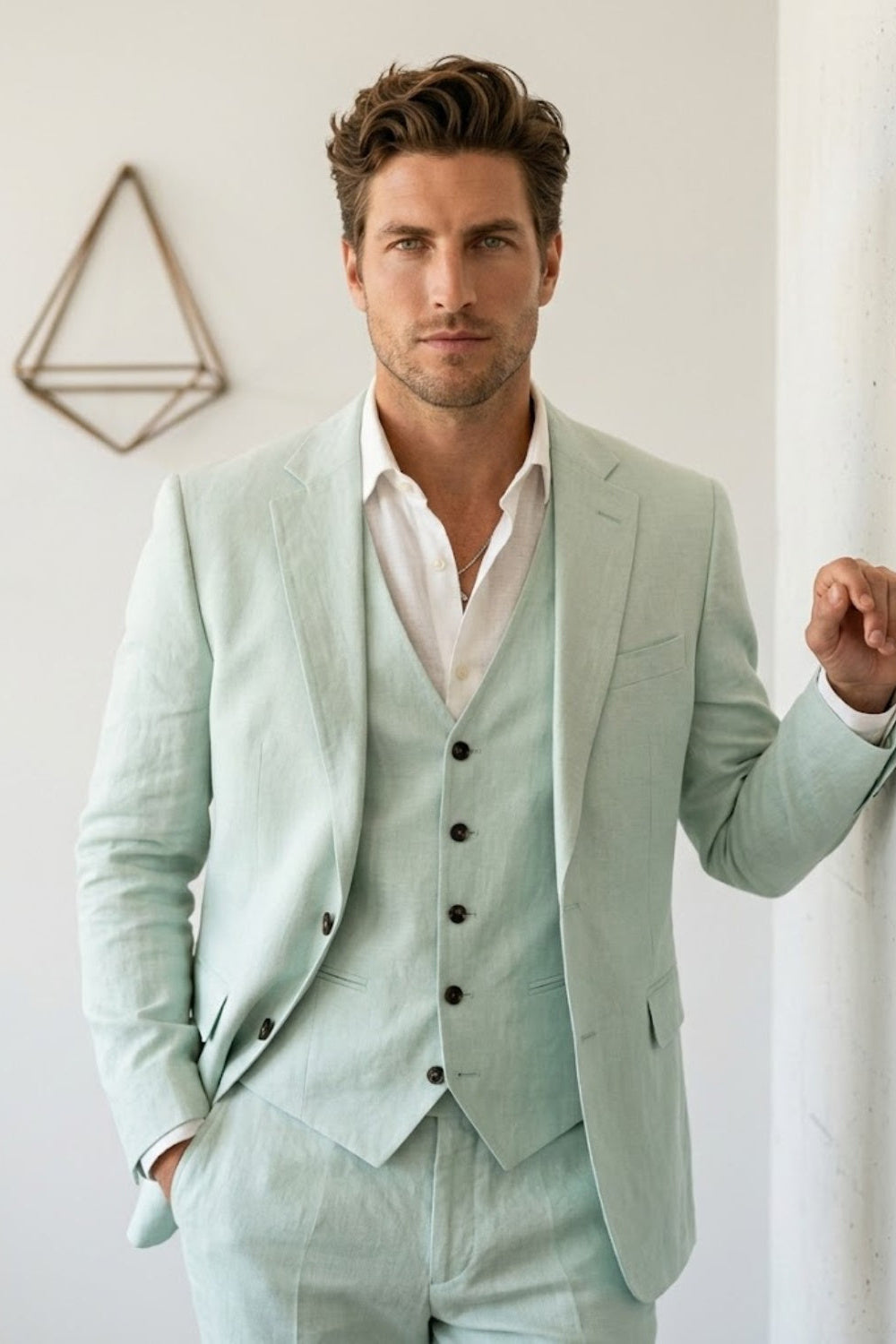 Mint Green Slim Fit Wedding Suit