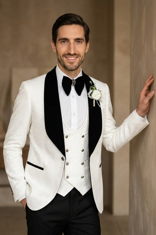 White Tailored Fit Prom Suit