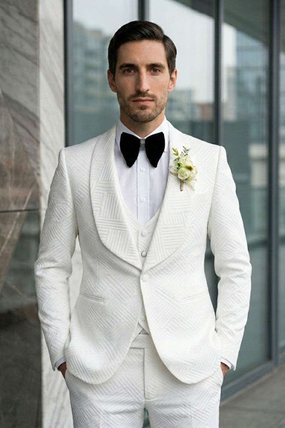 White Slim Fit Wedding Suit