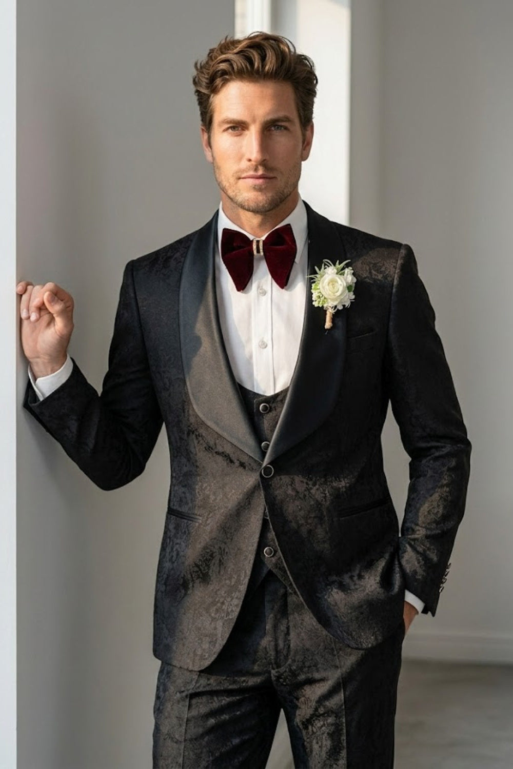 Black Fit Slim Prom Suit
