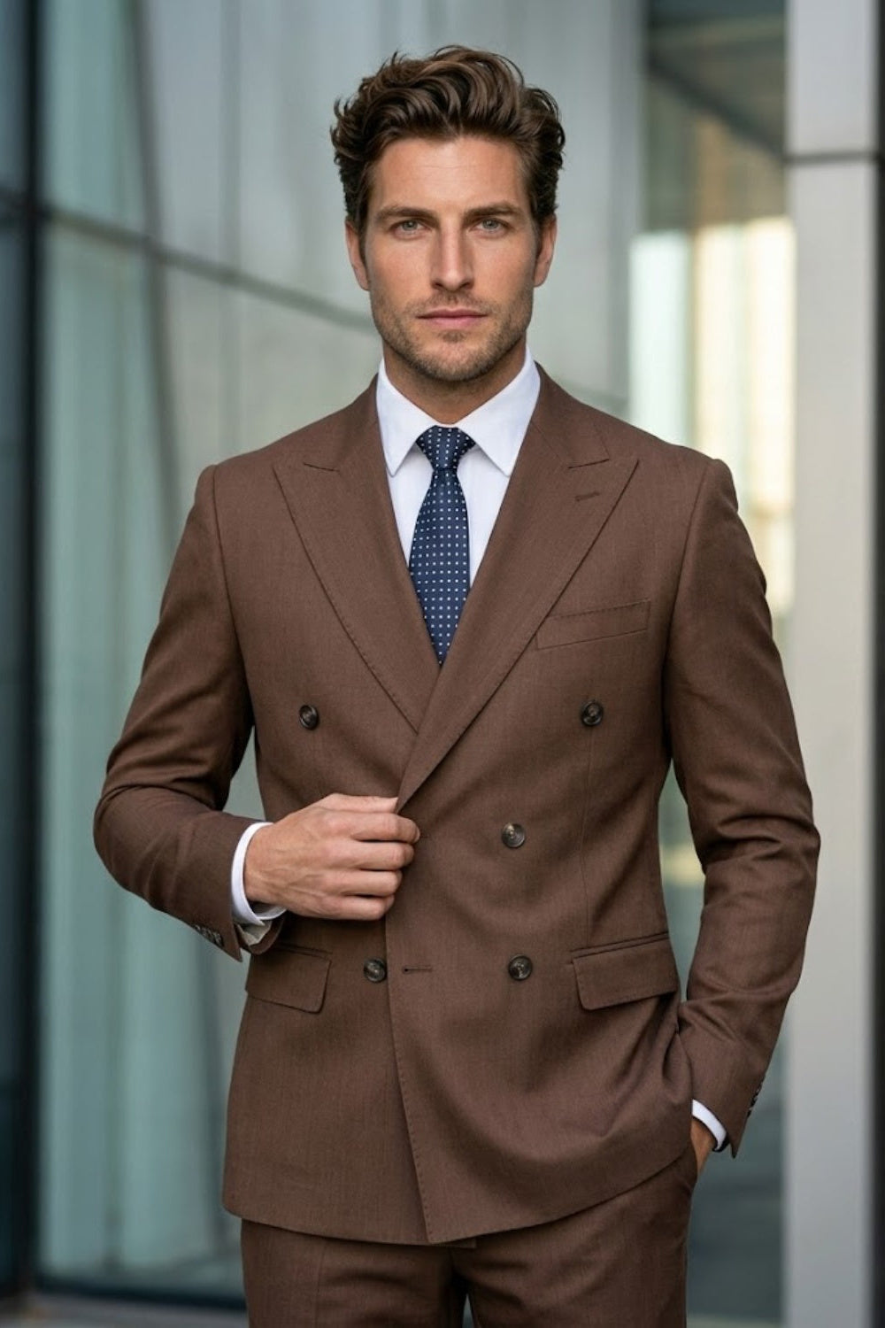 Brown Classic Fit Prom Suit
