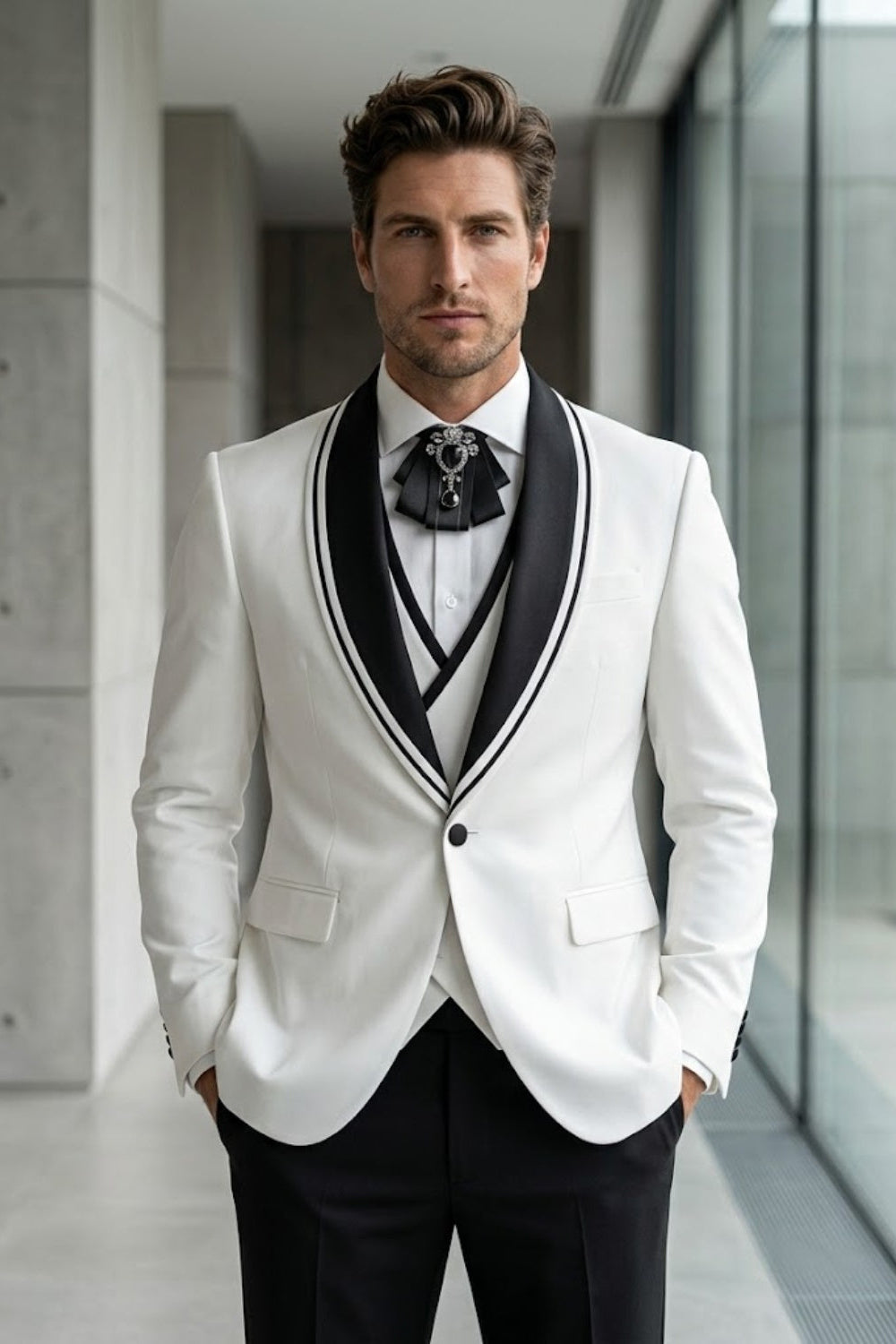 White Classic Fit Prom Suit