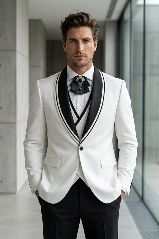 White Classic Fit Prom Suit