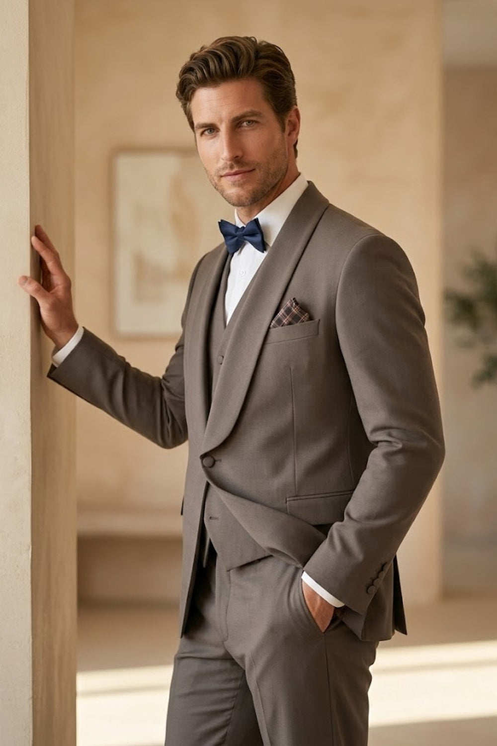Brown Wool Blend Refined Fit Prom Suit