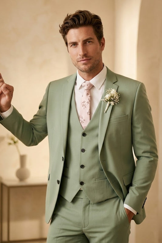Mint Green Single Breasted Modern Fit Wedding Suit