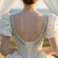 Ivory Beaded Satin Sweetheart Puff Sleeve Ball Gown Wedding Dress
