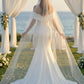 White Off the Shoulder Mermaid Wedding Dress with Ruching