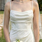 Ivory Satin Cowl Neck Sleeveless Modern Wedding Dress